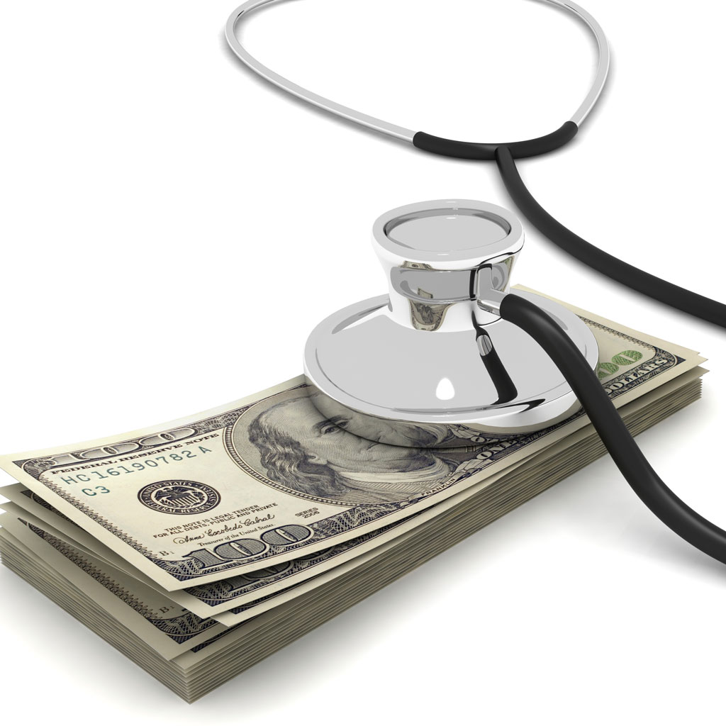 Stack of Money with Stethoscope